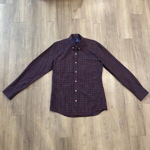 Wool & Prince 130 Button-Down Merino Wool Shirt - Burgundy (M, Slim Fit)